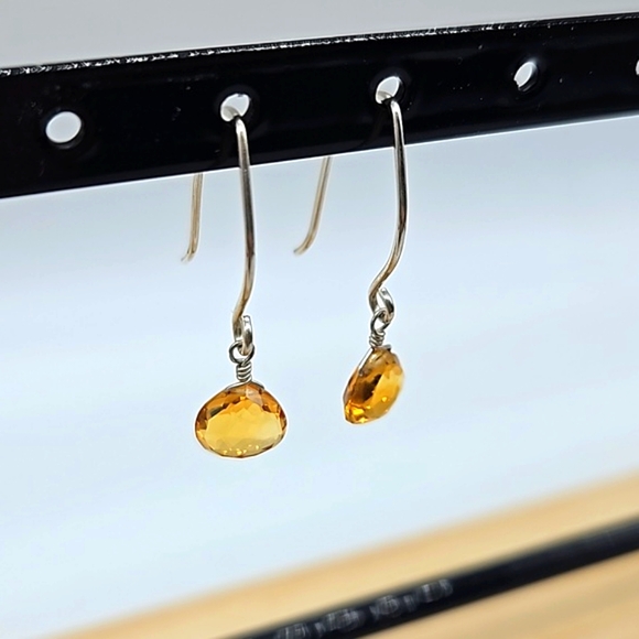 💎Golden citrine earrings on sterling post dangling earring NWOT - Picture 3 of 5